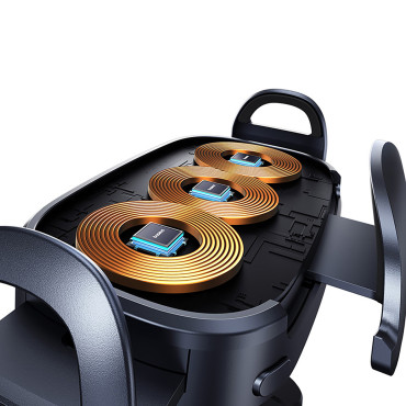 Suporte de carro xadrez com carregador de indução com bobina tripla - preto