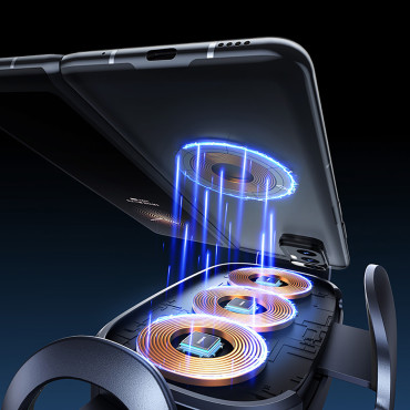 Suporte de carro xadrez com carregador de indução com bobina tripla - preto