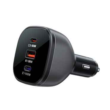 Auto lādētājs B14 165W 2x USB-C 1x USB-A - Melns