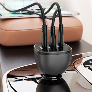 Automobilių įkroviklis B14 165W 2x USB-C 1X USB-A - Juoda