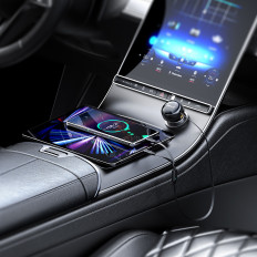 Auto punjač B13 53W USB-A + 2 USB-C padajućih kabela - crni