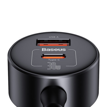 2x įkroviklio lizdas Lighter užrašų adapteris Aukštos efektyvumas Pro USB-A USB-C 30W - juoda