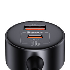 2x įkroviklio lizdas Lighter užrašų adapteris Aukštos efektyvumas Pro USB-A USB-C 30W - juoda