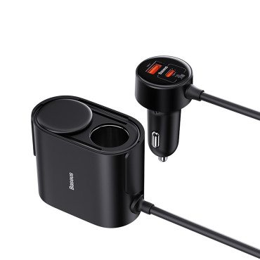 2x įkroviklio lizdas Lighter užrašų adapteris Aukštos efektyvumas Pro USB-A USB-C 30W - juoda