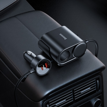 2x įkroviklio lizdas Lighter užrašų adapteris Aukštos efektyvumas Pro USB-A USB-C 30W - juoda