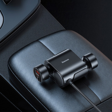 2x įkroviklio lizdas Lighter užrašų adapteris Aukštos efektyvumas Pro USB-A USB-C 30W - juoda