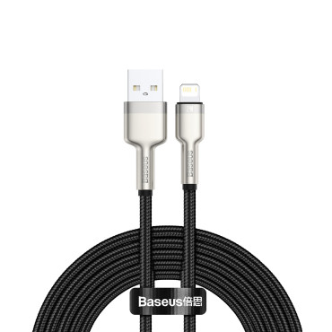 Cabo CAFLEE SÉRIE Cable Data USB-A - iPhone Relâmpago 2.4A 1M - Preto