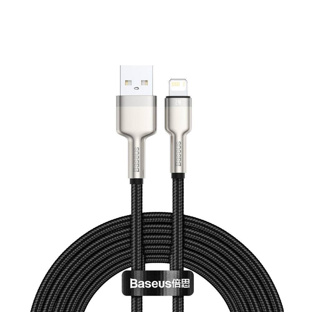 Cabo CAFLEE SÉRIE Cable Data USB-A - iPhone Relâmpago 2.4A 1M - Preto