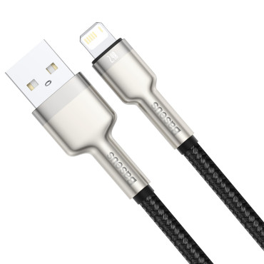 Cabo CAFLEE SÉRIE Cable Data USB-A - iPhone Relâmpago 2.4A 1M - Preto