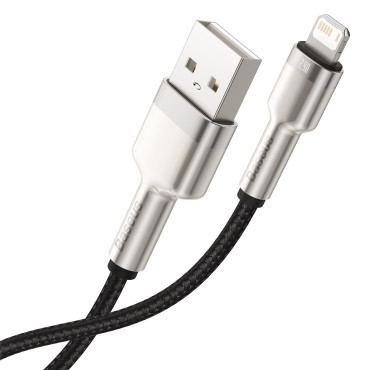 Cabo CAFLEE SÉRIE Cable Data USB-A - iPhone Relâmpago 2.4A 1M - Preto