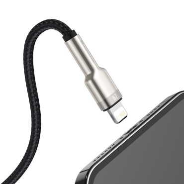 Cabo CAFLEE SÉRIE Cable Data USB-A - iPhone Relâmpago 2.4A 1M - Preto