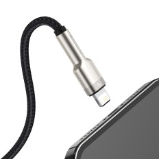 Cabo CAFLEE SÉRIE Cable Data USB-A - iPhone Relâmpago 2.4A 1M - Preto