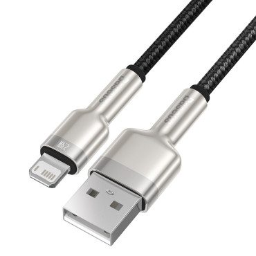 Cabo CAFLEE SÉRIE Cable Data USB-A - iPhone Relâmpago 2.4A 1M - Preto
