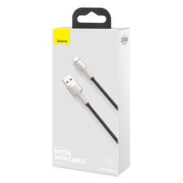 Cabo CAFLEE SÉRIE Cable Data USB-A - iPhone Relâmpago 2.4A 1M - Preto