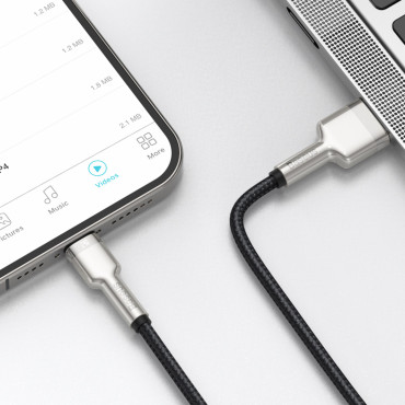 Cabo CAFLEE SÉRIE Cable Data USB-A - iPhone Relâmpago 2.4A 1M - Preto