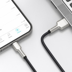 Cabo CAFLEE SÉRIE Cable Data USB-A - iPhone Relâmpago 2.4A 1M - Preto