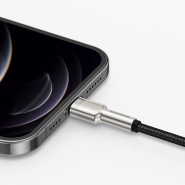 Cabo CAFLEE SÉRIE Cable Data USB-A - iPhone Relâmpago 2.4A 1M - Preto