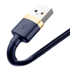 Kabelis CAFULE CABLE USB-A - IPHONE LIGHTING 2.4A QC 3.0 1m - zils zelts