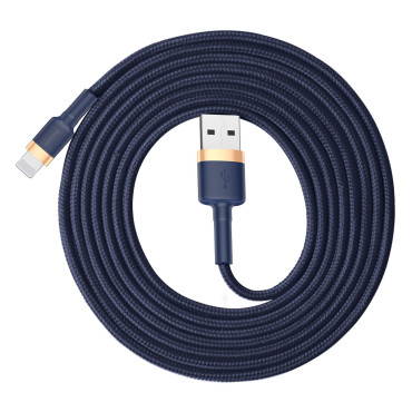 Kabel CaFote Cable USB-A - iPhone Lightning 2.4A QC 3.0 1M - blauwgoud