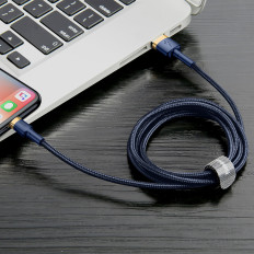Kabelis CAFULE CABLE USB-A - IPHONE LIGHTING 2.4A QC 3.0 1m - zils zelts