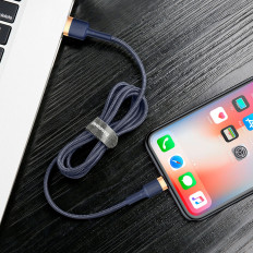 Kabelis CAFULE CABLE USB-A - IPHONE LIGHTING 2.4A QC 3.0 1m - zils zelts