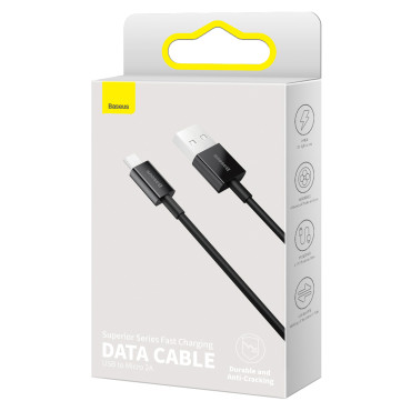 Kabelski vrh USB-A kabel - Micro USB 2A 2M - črna