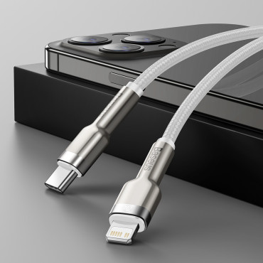Kabelski kabel Cabvete Series Metal Data USB-C - iPhone Lightning 20W PD 1M - bela