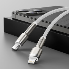 Kabelski kabel Cabvete Series Metal Data USB-C - iPhone Lightning 20W PD 1M - bela