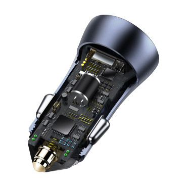 Carregador de carro Contator Golden Pro 2x USB-A 40W QC SCP FCP AFC - Cinza