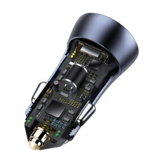 Carregador de carro Contator Golden Pro 2x USB-A 40W QC SCP FCP AFC - Cinza