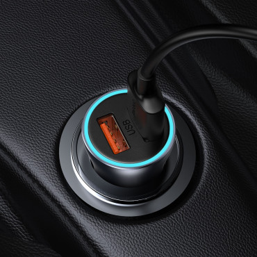 Carregador de carro Contator Golden Pro 2x USB-A 40W QC SCP FCP AFC - Cinza