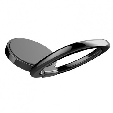 Poignée magnétique pour le téléphone sur le doigt de la sonnerie de la privilie avec une fonction de support - Noir