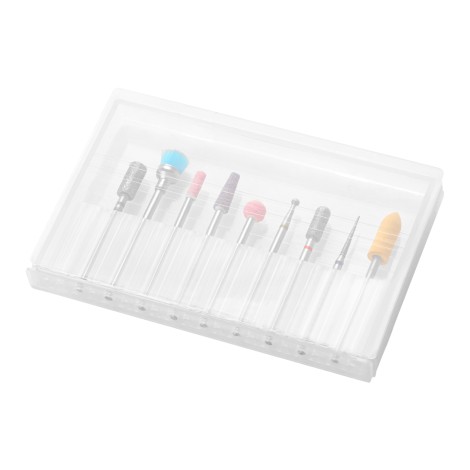 Conjunto de 9 Brocas Mistas para Broca de Unhas — embalagem
