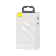 2x kabelski kabel preprost modrost kabel iPhone strele - USB-C 20W 1.5 M - bela