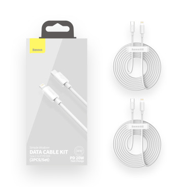 2x kabelski kabel preprost modrost kabel iPhone strele - USB-C 20W 1.5 M - bela
