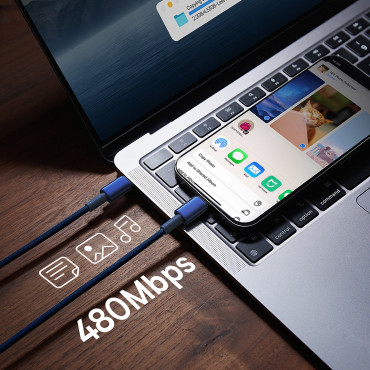 Kabelinė volframo aukso USB-C kabelis - USB-C 100W 1M - Navy Blue