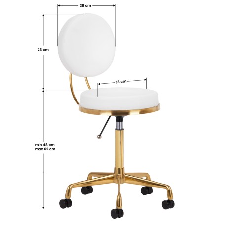 Kosmetikhocker H5 Weiß-Gold — Seitenansicht