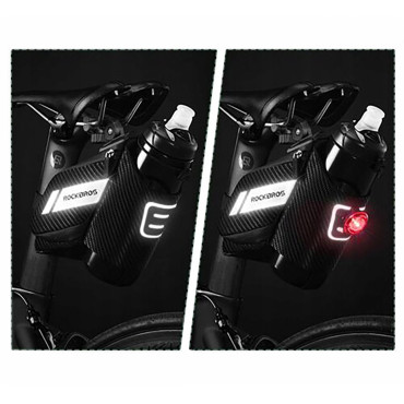 Bicycle bag under the saddle with a bottle pocket of a bidon 1.5L - black