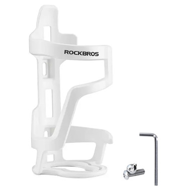 Suporte de bicicleta com policarbonato em uma garrafa de garrafa de água. 51-73 mm - branco