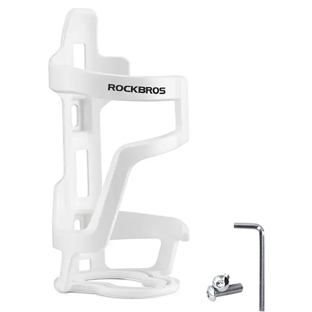 Suporte de bicicleta com policarbonato em uma garrafa de garrafa de água. 51-73 mm - branco
