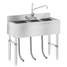 Rustfrit stål catering vask 3 ventrikulær 100x50cm