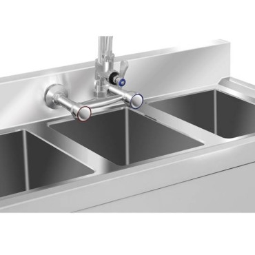 Roestvrijstalen catering gootsteen 3 ventriculaire 100x50cm