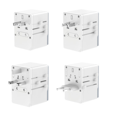Univerzalni polnilnik Potovalni adapter 65W EU / US / JP / AUS / UK 2x USB-C2X USB-A - bela