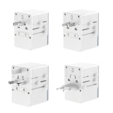 Univerzální nabíječka Cestovní adaptér 65W EU / US / JP / AUS / UK 2x USB-C 2x USB-A - bílá
