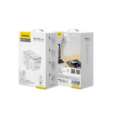 Univerzální nabíječka Cestovní adaptér 65W EU / US / JP / AUS / UK 2x USB-C 2x USB-A - bílá