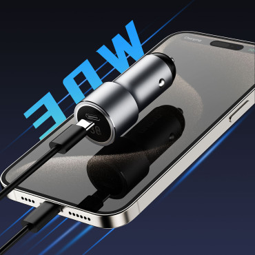 USB-C 30W PD bil lader - Sølv