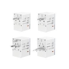Adaptador de viagens Universal Carregador 35W EU / UK / AUS / US / JP 3X USB-C 2X USB-A - Branco