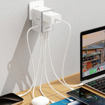 Adaptador de viagens Universal Carregador 35W EU / UK / AUS / US / JP 3X USB-C 2X USB-A - Branco