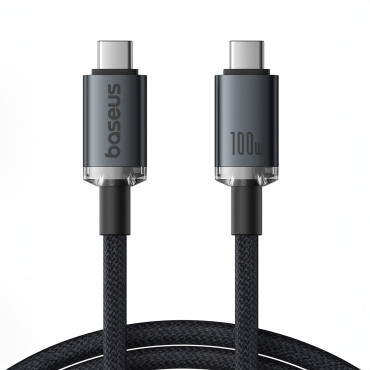 Cable de cristal de cristal USB-C de Cable - USB-C USB3.2 100W 20GBPS 1.5m - negro