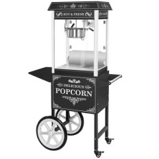 Professionel effektiv mobil popcorn maskine på en 230V 1.6kw sort trolley